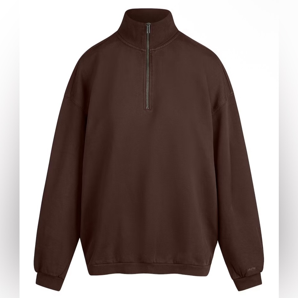 Skims 🤎🤎 Boyfriend Fleece Oversized Half Zip Size XL NWT